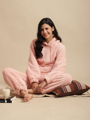 Ligth Pink Faux Fur Winter Night Suit