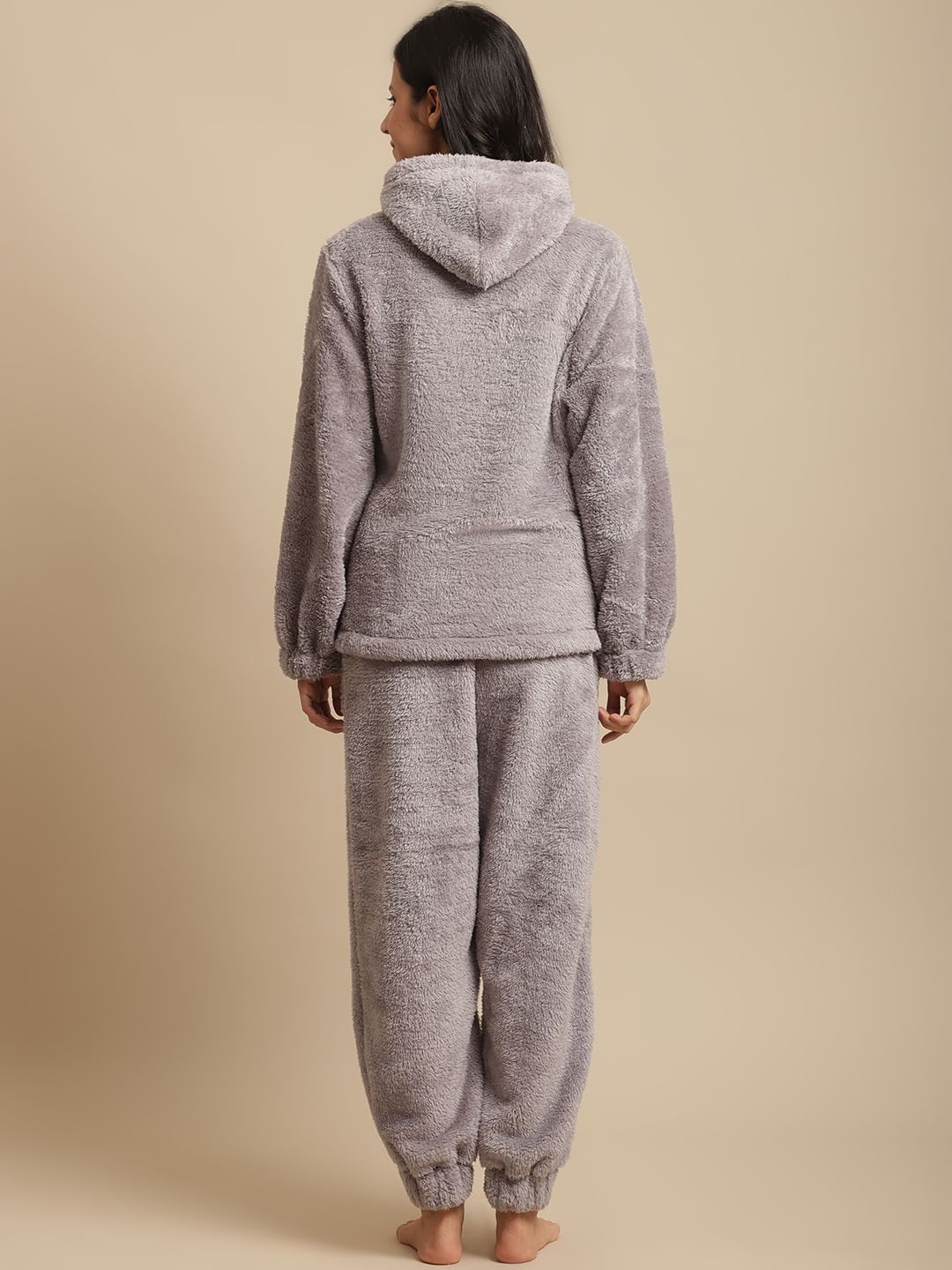Grey Faux Fur Winter Night Suit