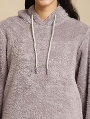 Grey Faux Fur Winter Night Suit