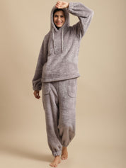 Grey Faux Fur Winter Night Suit
