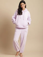 Lavender Faux Fur Winter Night Suit