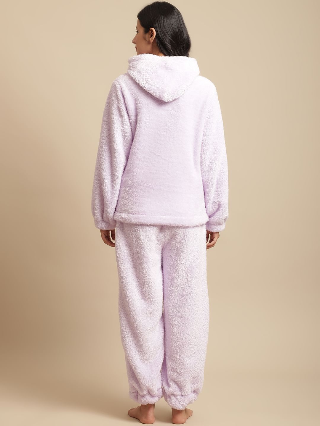 Lavender Faux Fur Winter Night Suit