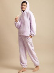 Lavender Faux Fur Winter Night Suit