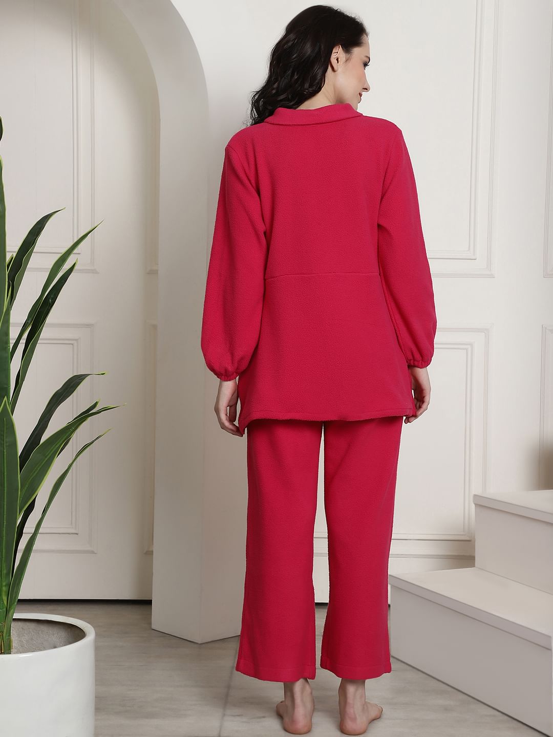 Pink Woolen Maternity Night Suit