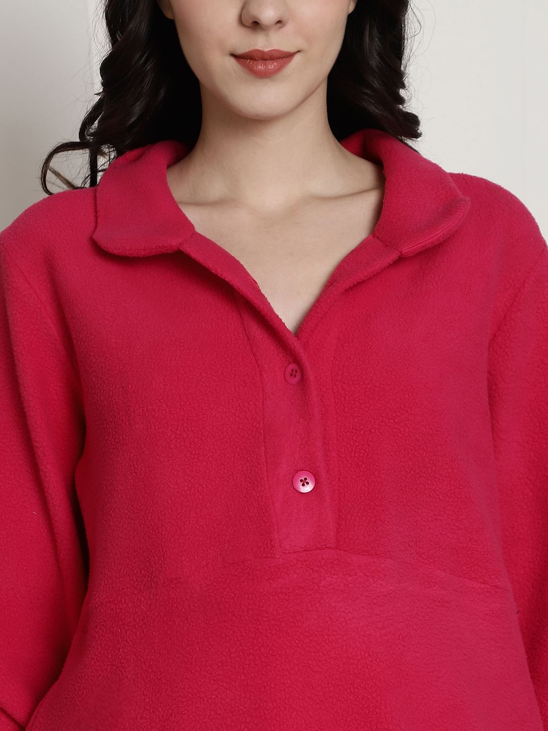 Pink Woolen Maternity Night Suit