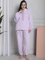 Lilac Faux Fur Winter Night Suit