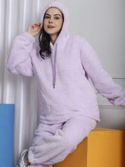 Lilac Faux Fur Winter Night Suit
