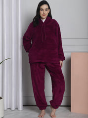 Purple Faux Fur Winter Night Suit