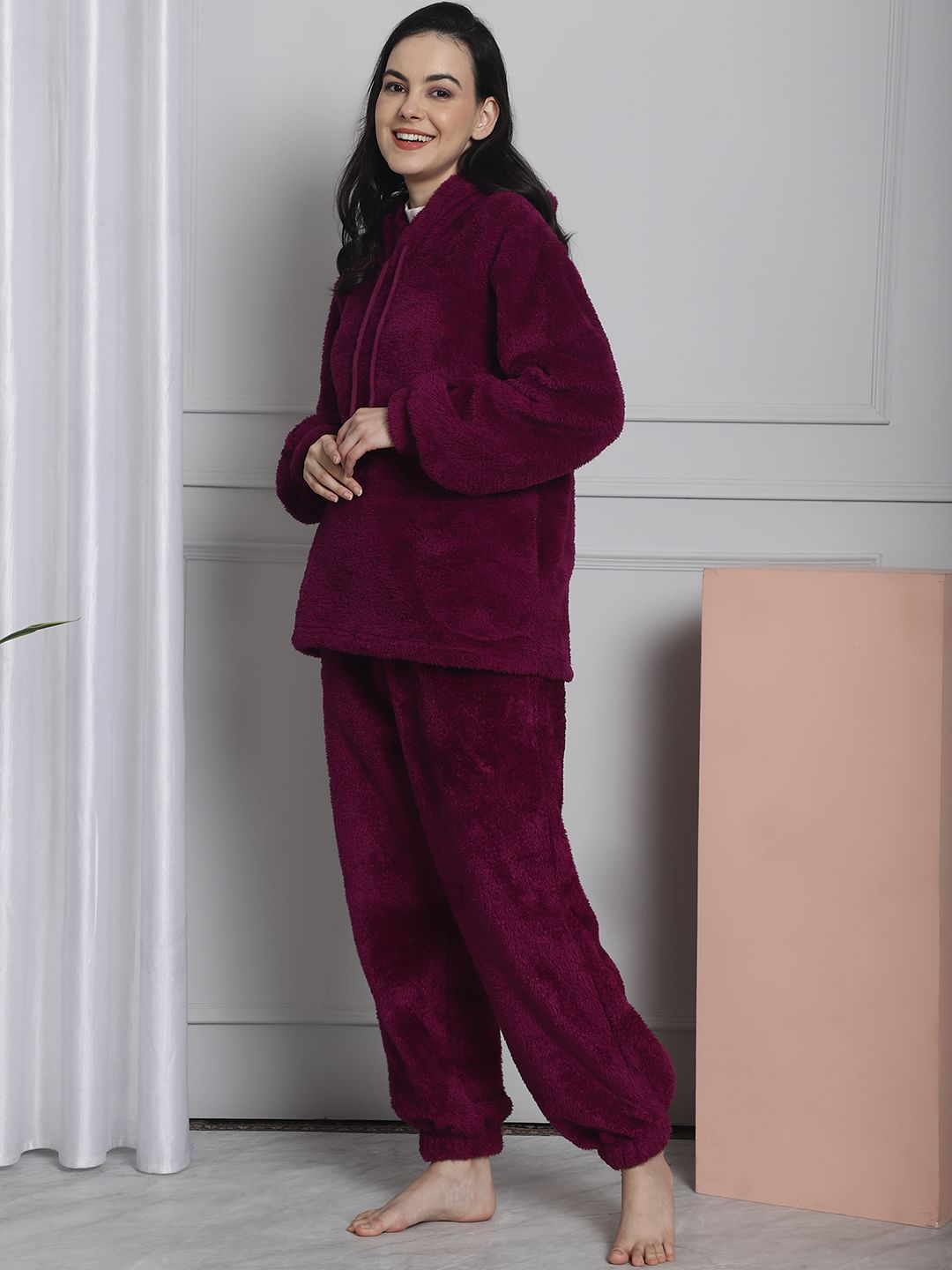 Purple Faux Fur Winter Night Suit