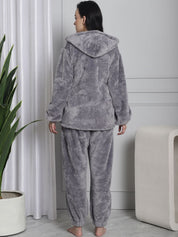 Grey Faux Fur Winter Night Suit