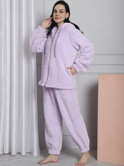 Lilac Faux Fur Winter Night Suit