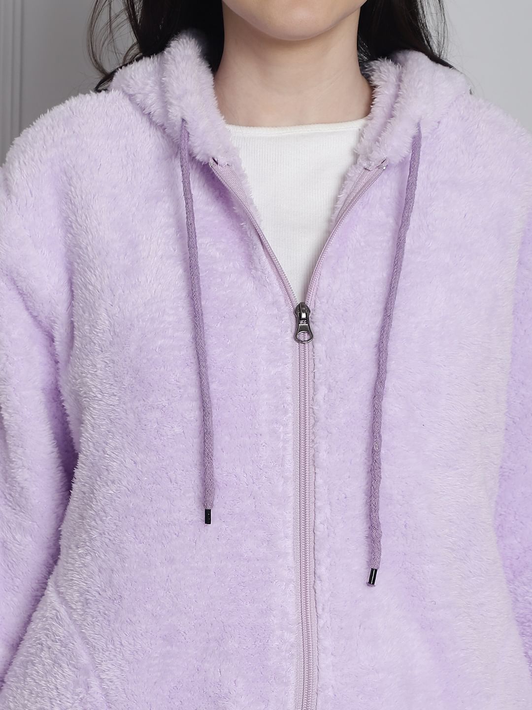 Lilac Faux Fur Winter Night Suit