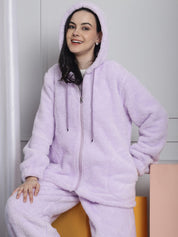 Lilac Faux Fur Winter Night Suit