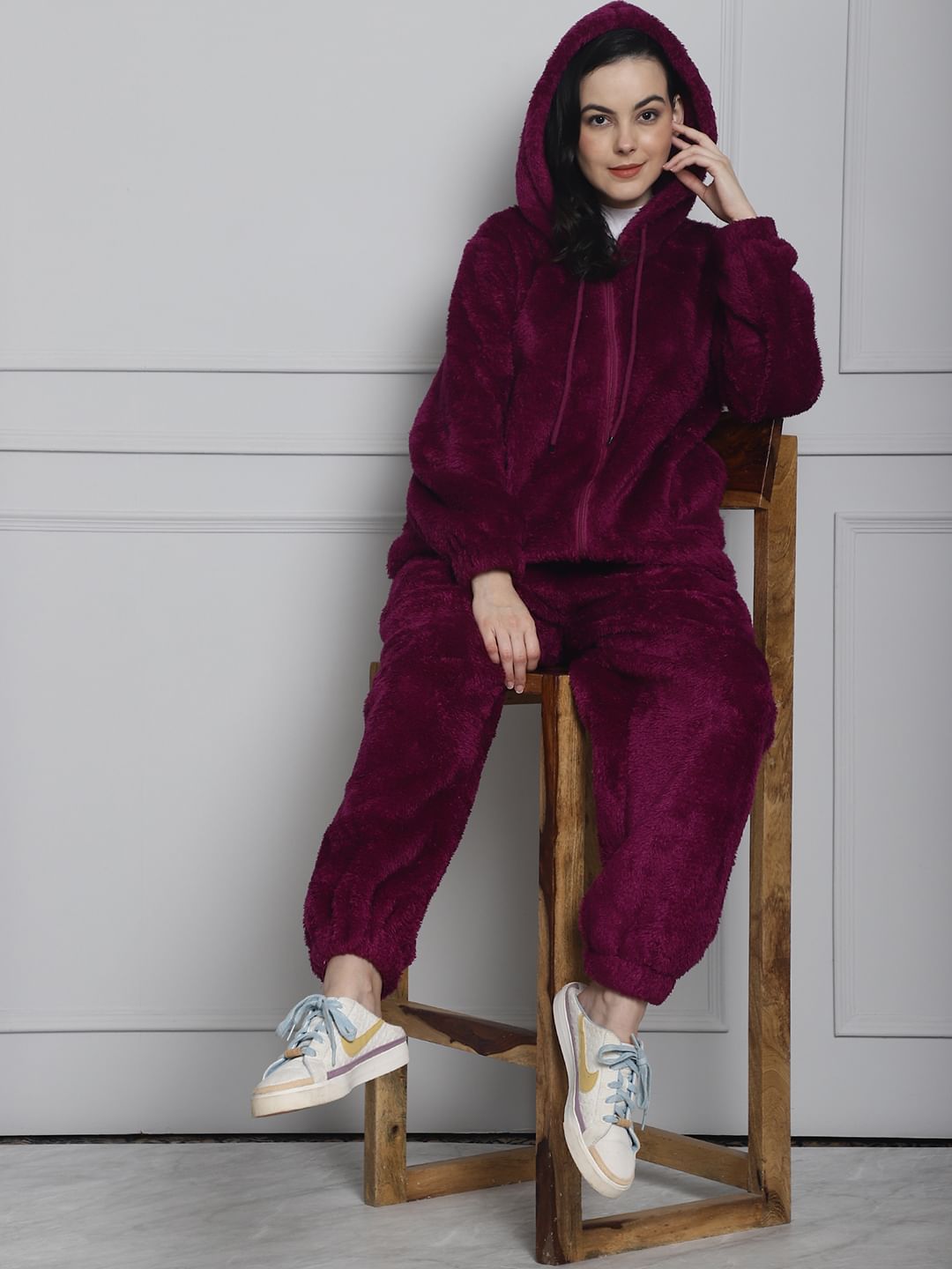 Purple Faux Fur Winter Night Suit