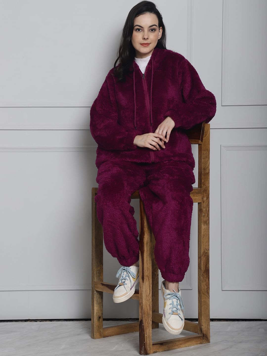 Purple Faux Fur Winter Night Suit