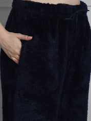 Navy Faux Fur Winter Night Suit