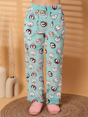 Light Green Printed Fur Woolen Night Suit