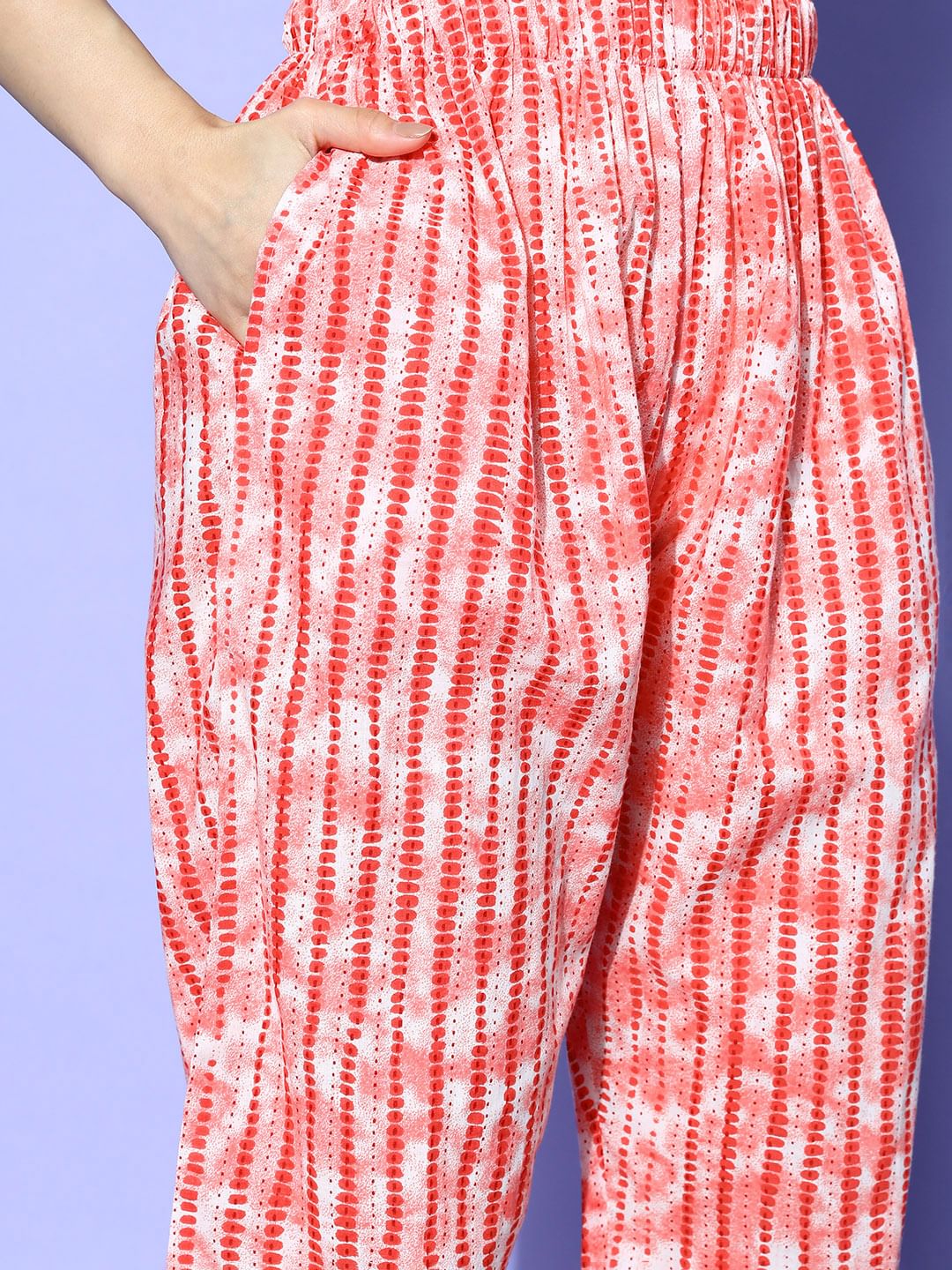 Orange Tie and Dye Printed Pyjama Set