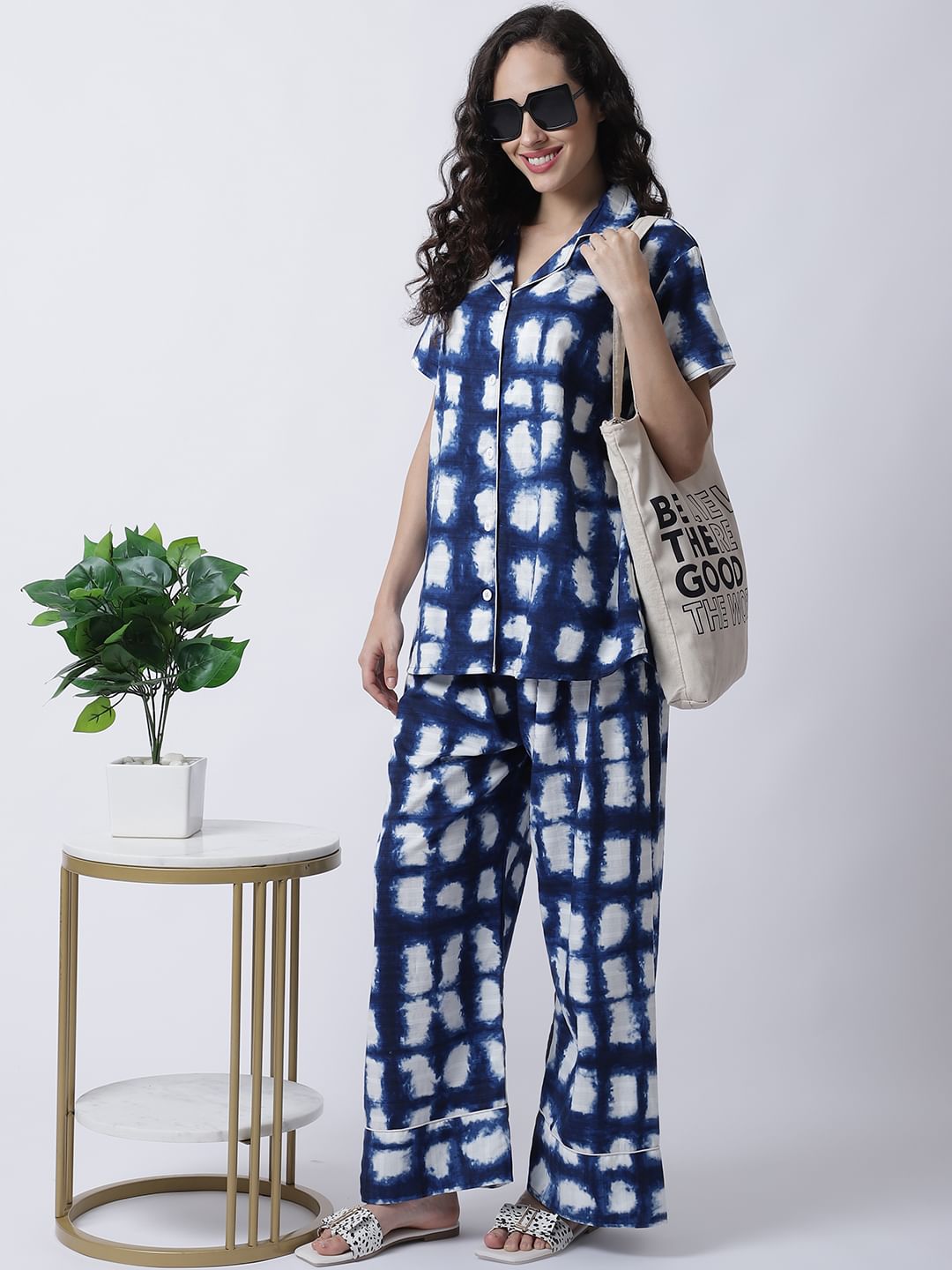 Cotton Tie-Dye Night Suit set of Shirt & Pyjama trouser