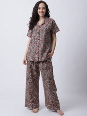 Cotton Floral Printed Night Suit set of Shirt & Pyjama trouser