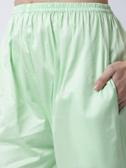 Cotton Satin Lycra Night Suit set of Shirt & Pyjama trouser