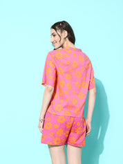 Pink and Orange Floral Print Co-ord Set