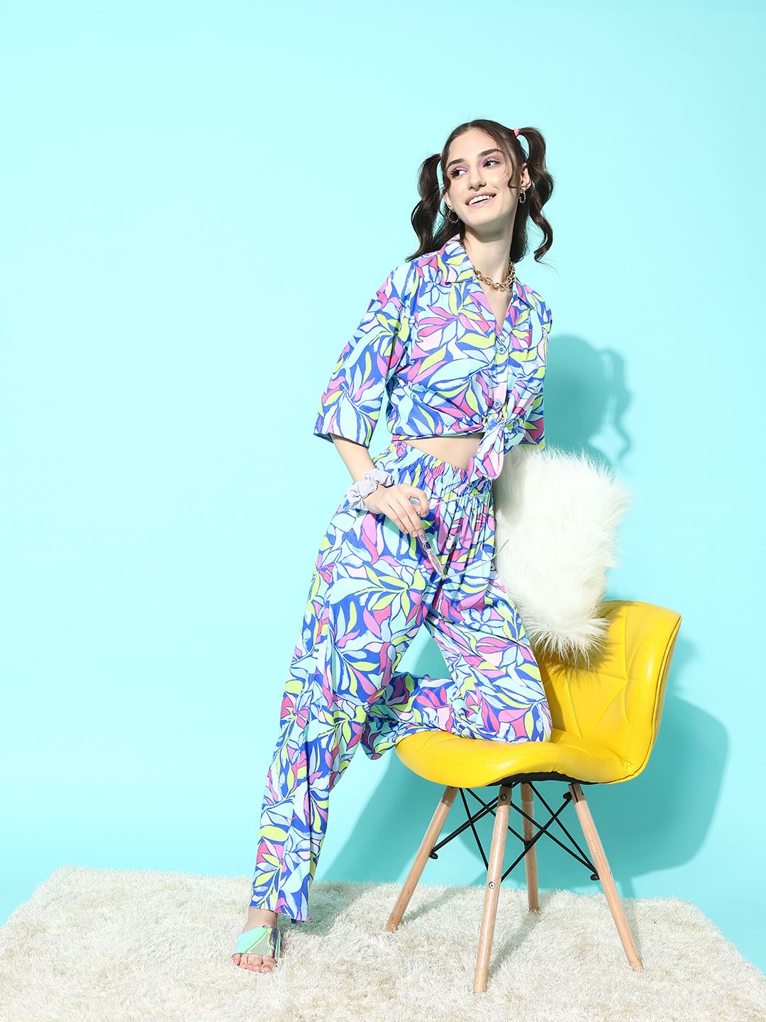 Blue Floral Printed Co-ord set