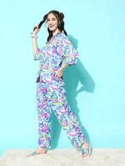 Blue Floral Printed Co-ord set