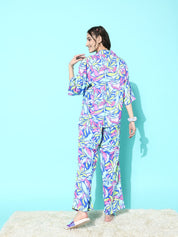 Blue Floral Printed Co-ord set