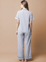 Black & White Striped Cotton Night Suit