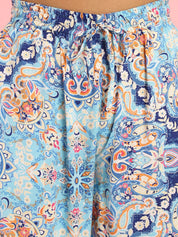 Floral Print Rayon Blue Co-Ord Set