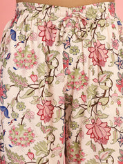 Floral Print Rayon Peach Co-Ord Set