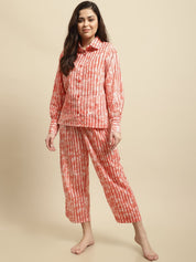 Red & White Tie-Dye Print Co-ord Set