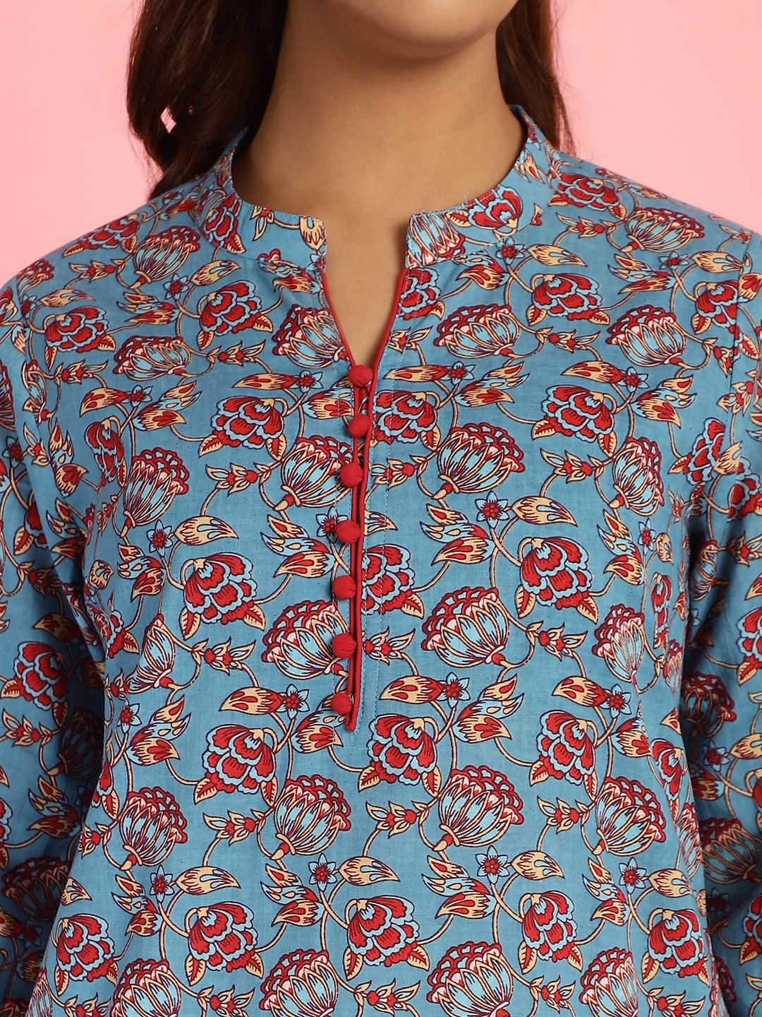 Floral Print Cotton Blue Co-Ord Set