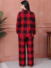 Red Checkered Flannel Night Suit