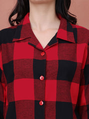 Red Checkered Flannel Night Suit