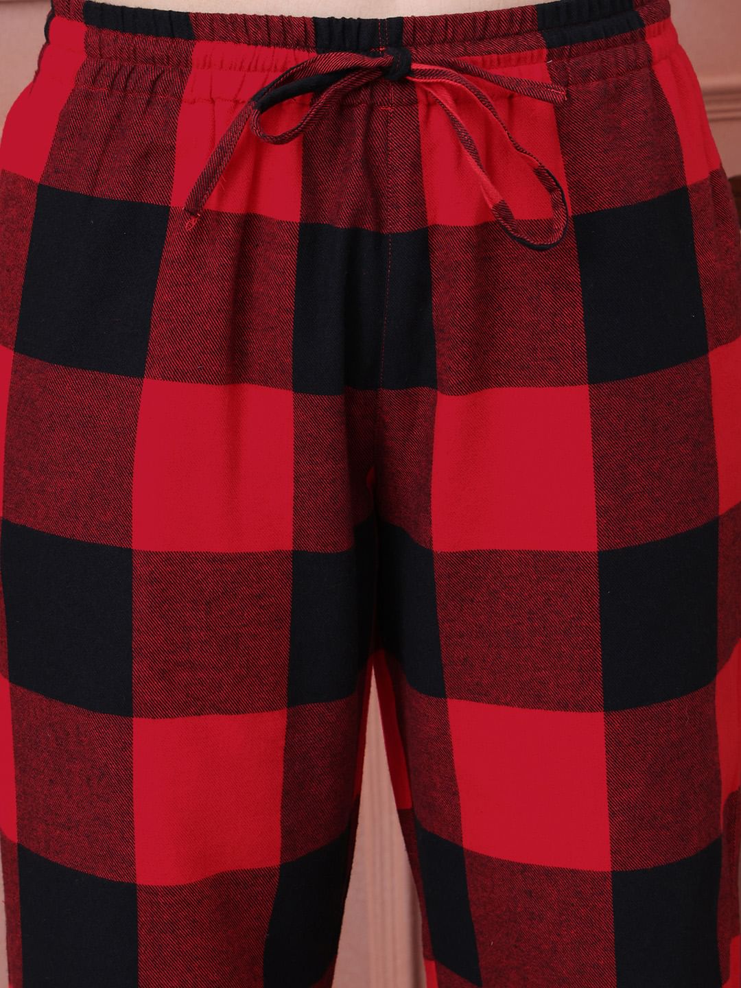 Red Checkered Flannel Night Suit