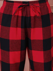 Red Checkered Flannel Night Suit