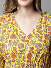 Yellow & Red Cotton Floral Maternity Night Suit