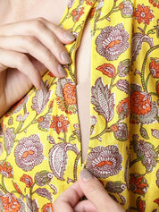 Yellow & Red Cotton Floral Maternity Night Suit