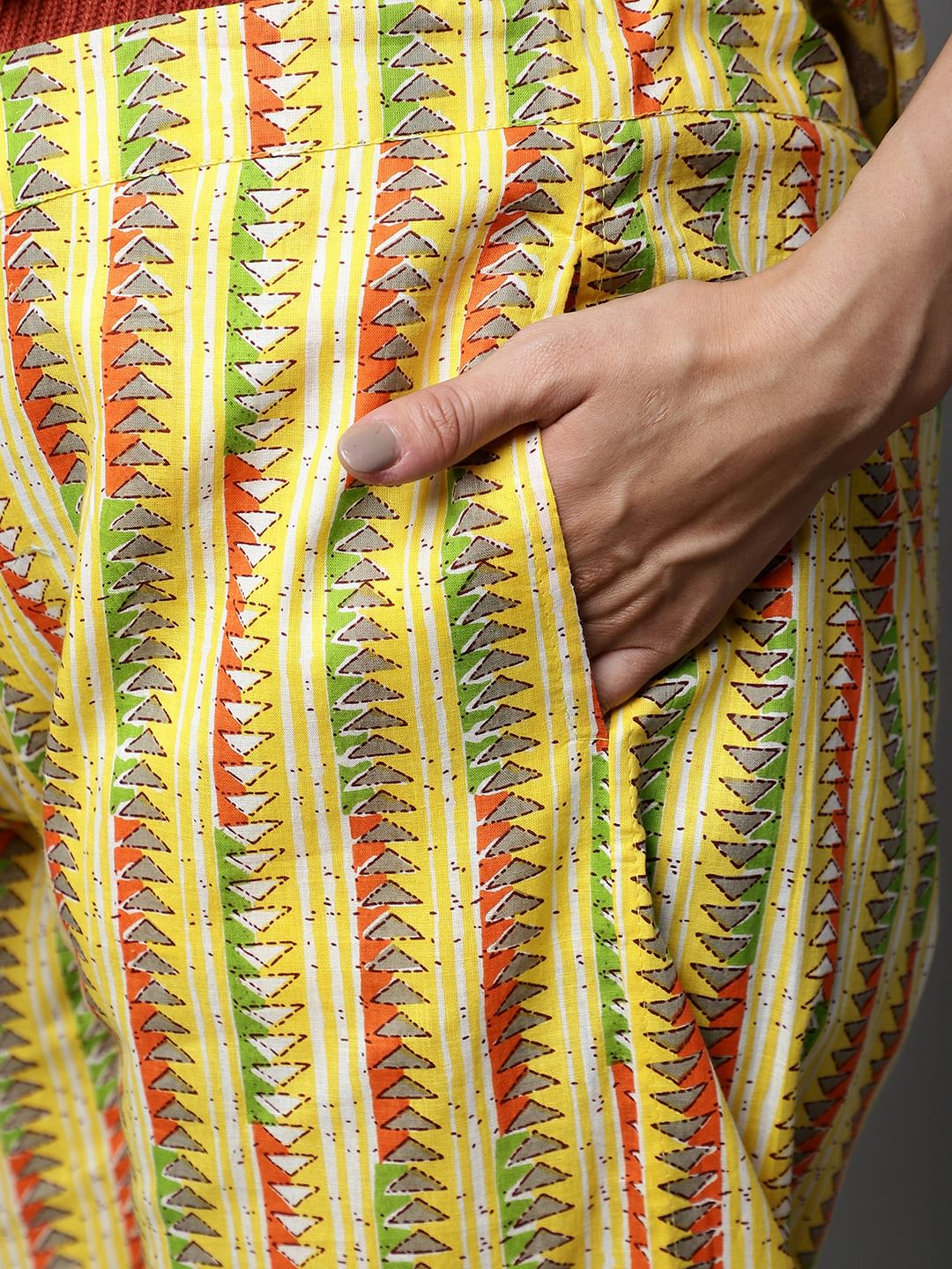Yellow & Red Cotton Floral Maternity Night Suit
