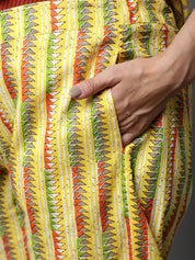 Yellow & Red Cotton Floral Maternity Night Suit