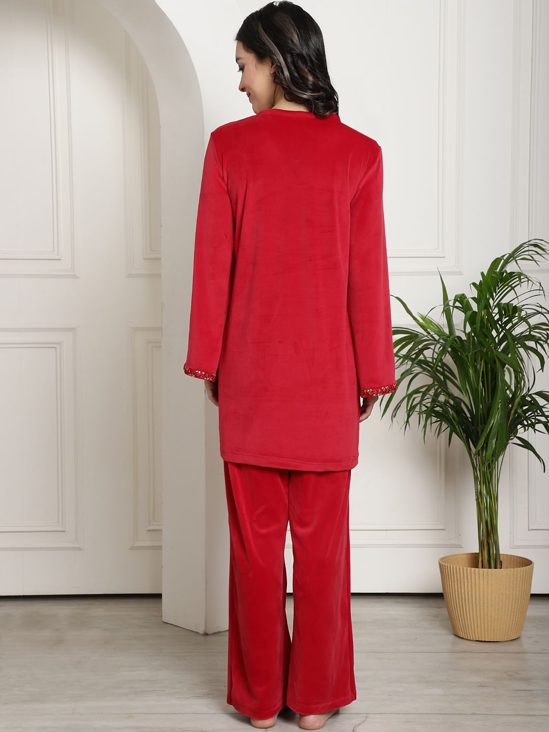Red Velvet Maternity Night Suit