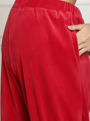 Red Velvet Maternity Night Suit