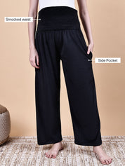 Black Solid Velvet Winter Maternity Night Suit