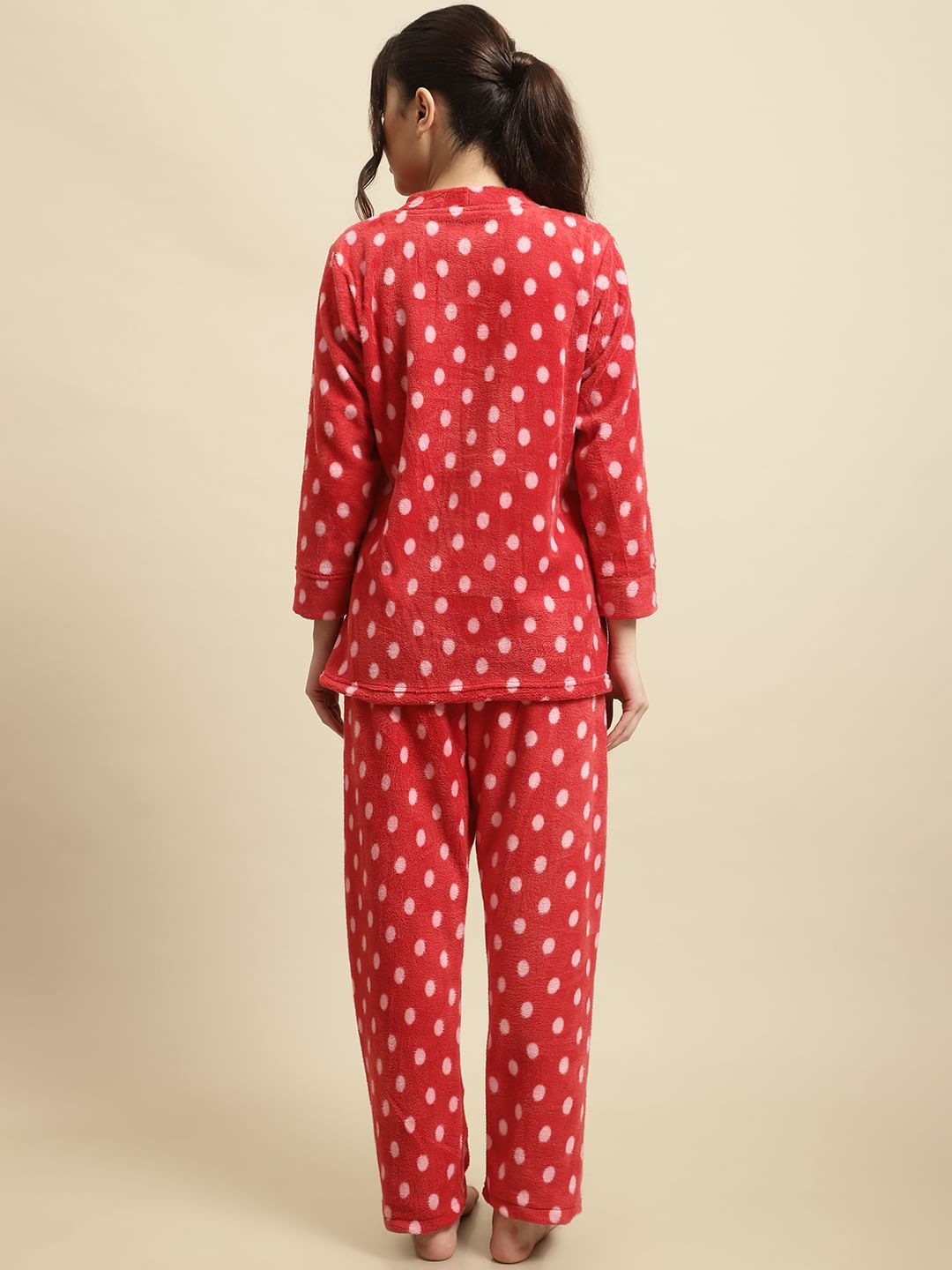 Red Polka Dot Woolen Night Suit