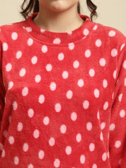Red Polka Dot Woolen Night Suit