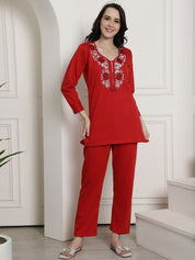 Red Winter Night Suit