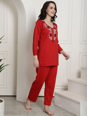 Red Winter Night Suit