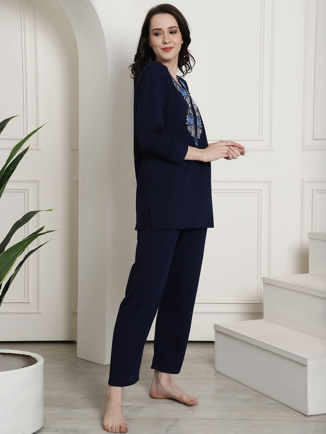 Navy Blue Winter Night Suit